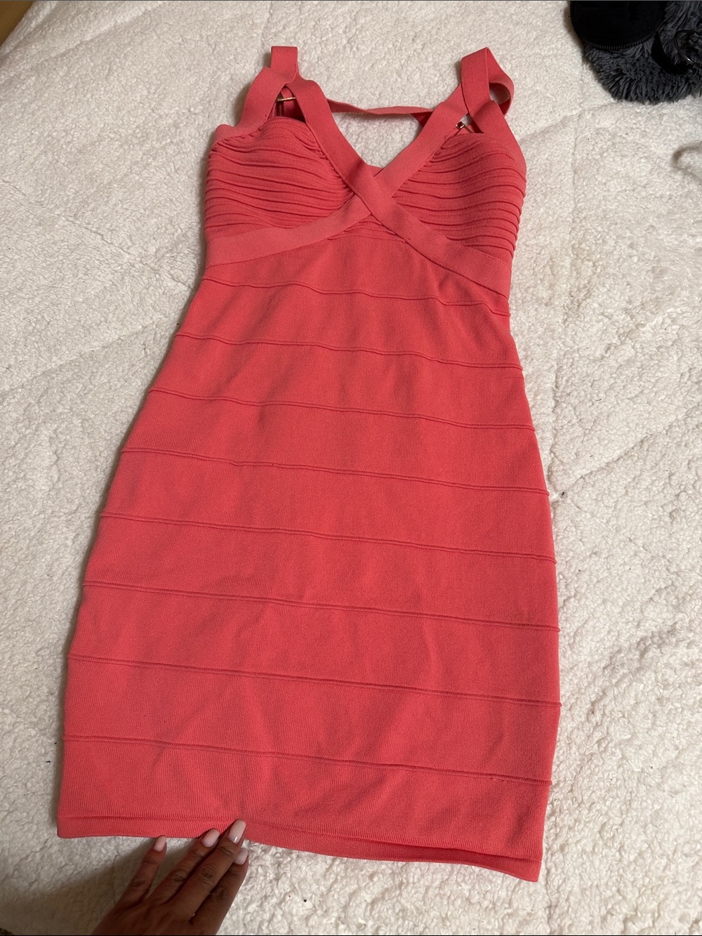 Bebe Women's Coral Bandage Bodycon Dress